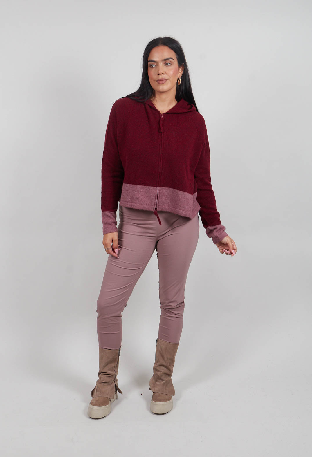 Contrast Trim Cardigan in Lava Crystal - 3487103