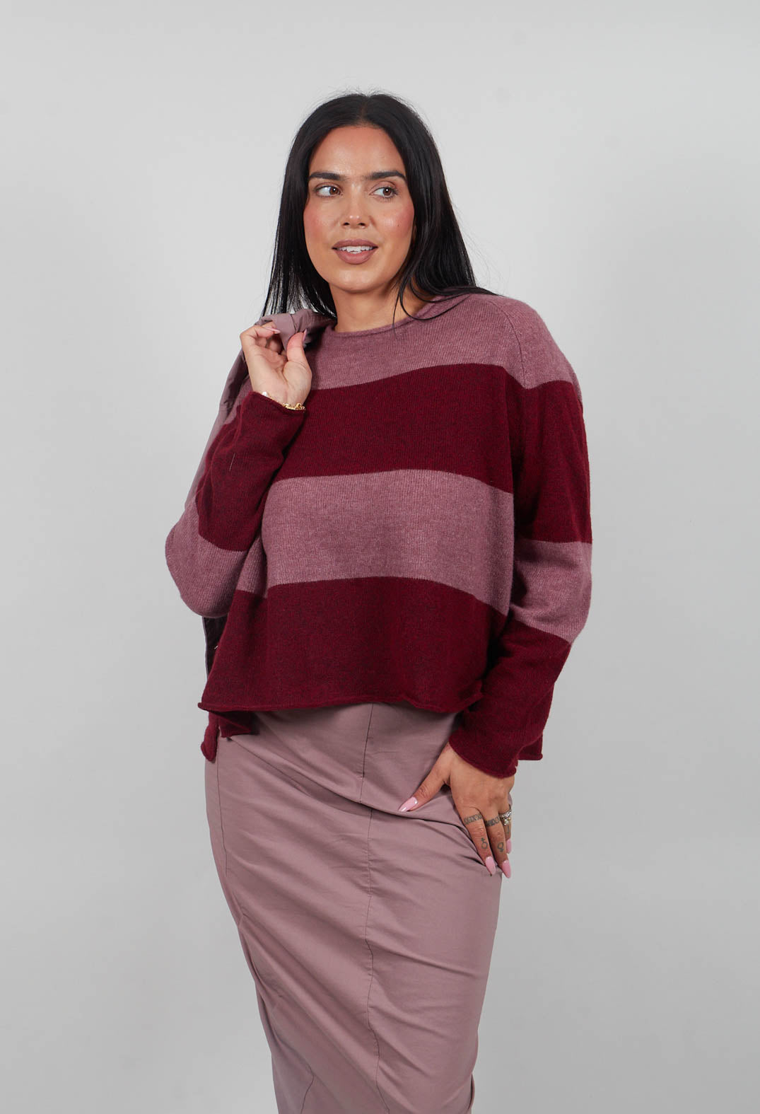 Block Stripe Jumper in Lava Crystal  - 3480704