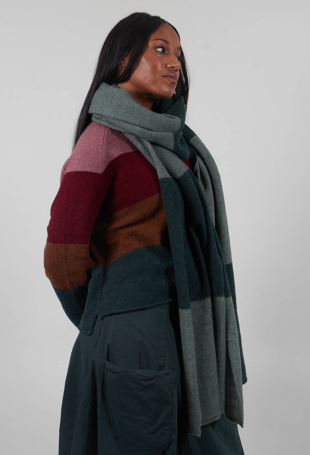 Block Stripe Scarf in Forest Park  - 3487705