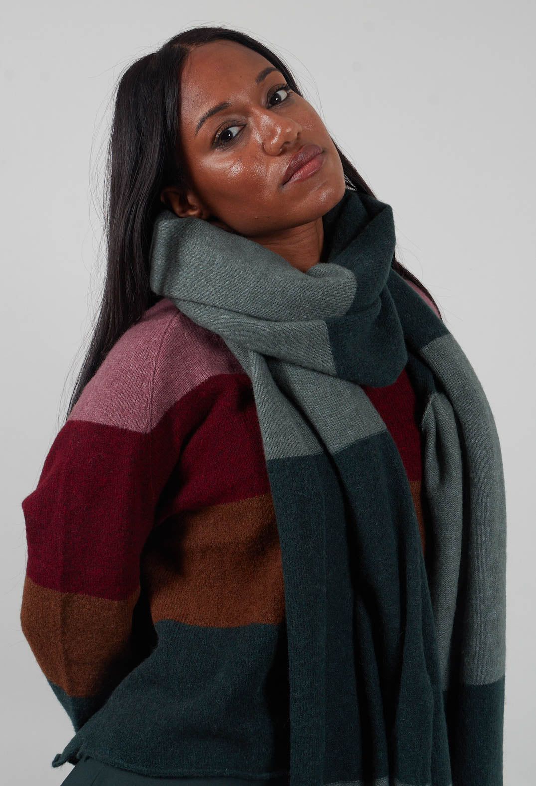 Block Stripe Scarf in Forest Park  - 3487705