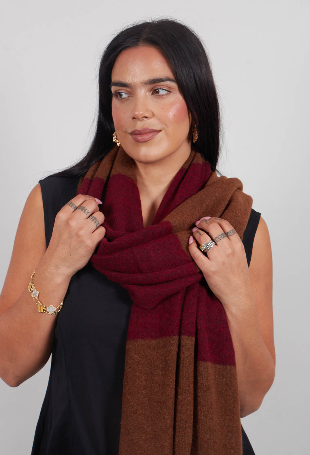 Block Stripe Scarf in Bronze Lava  - 3487705