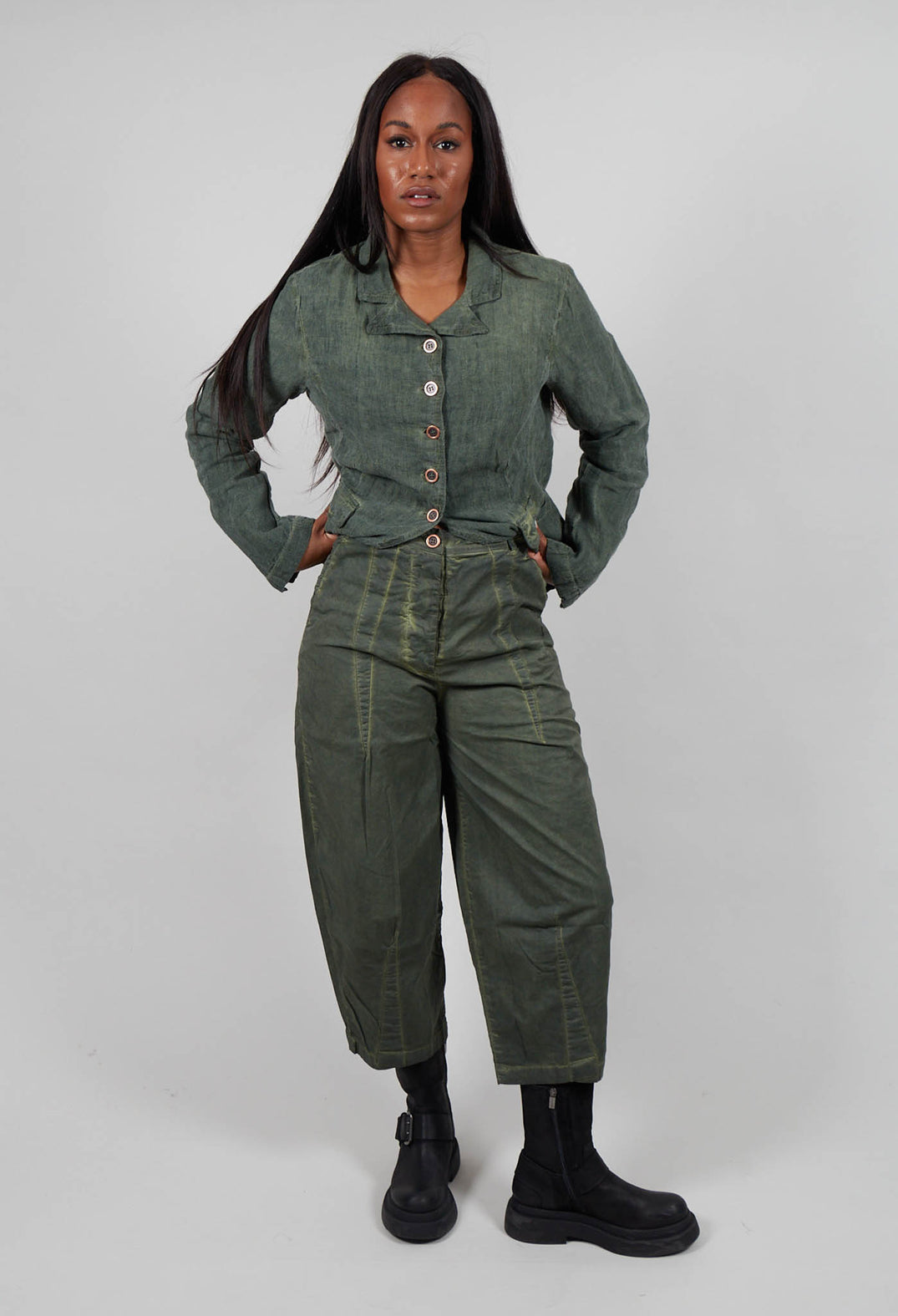 Barrel Leg Trousers in Park Cloud  - 3500111