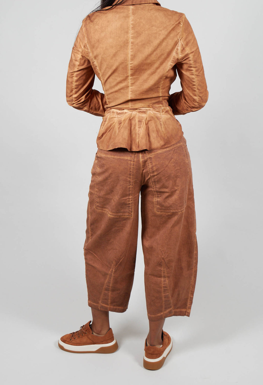 Barrel Leg Trousers in Bronze Cloud - 3500111
