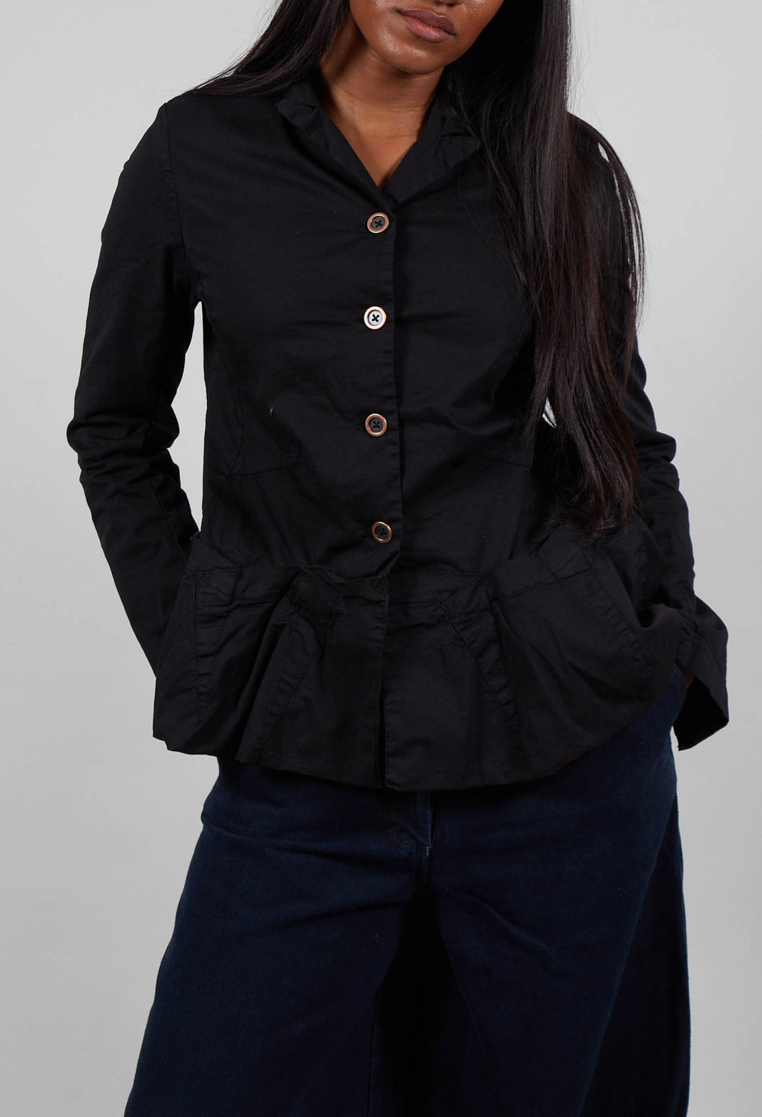Jacket with Peplum Hem in Black - 3501103