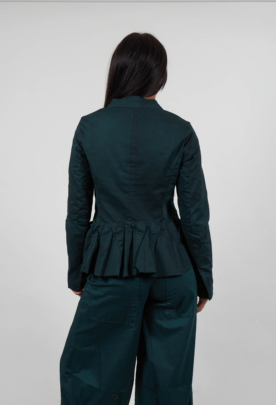 Jacket with Peplum Hem in Forest  - 3501103