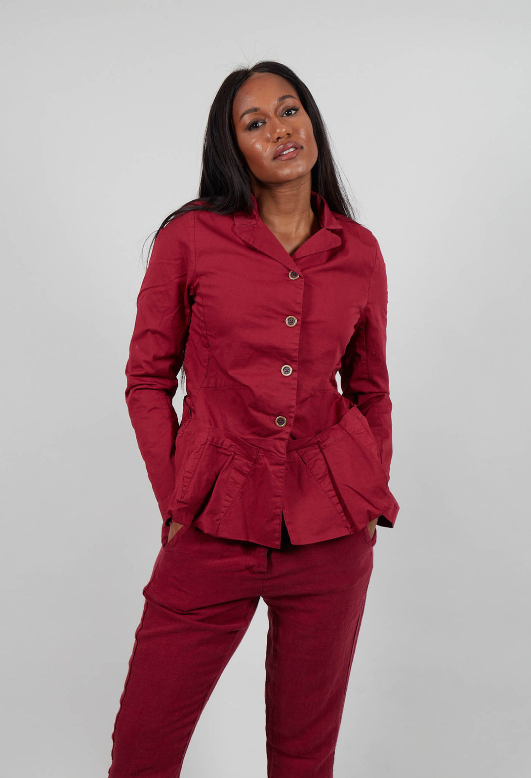 Jacket with Peplum Hem in Lava  - 3501103