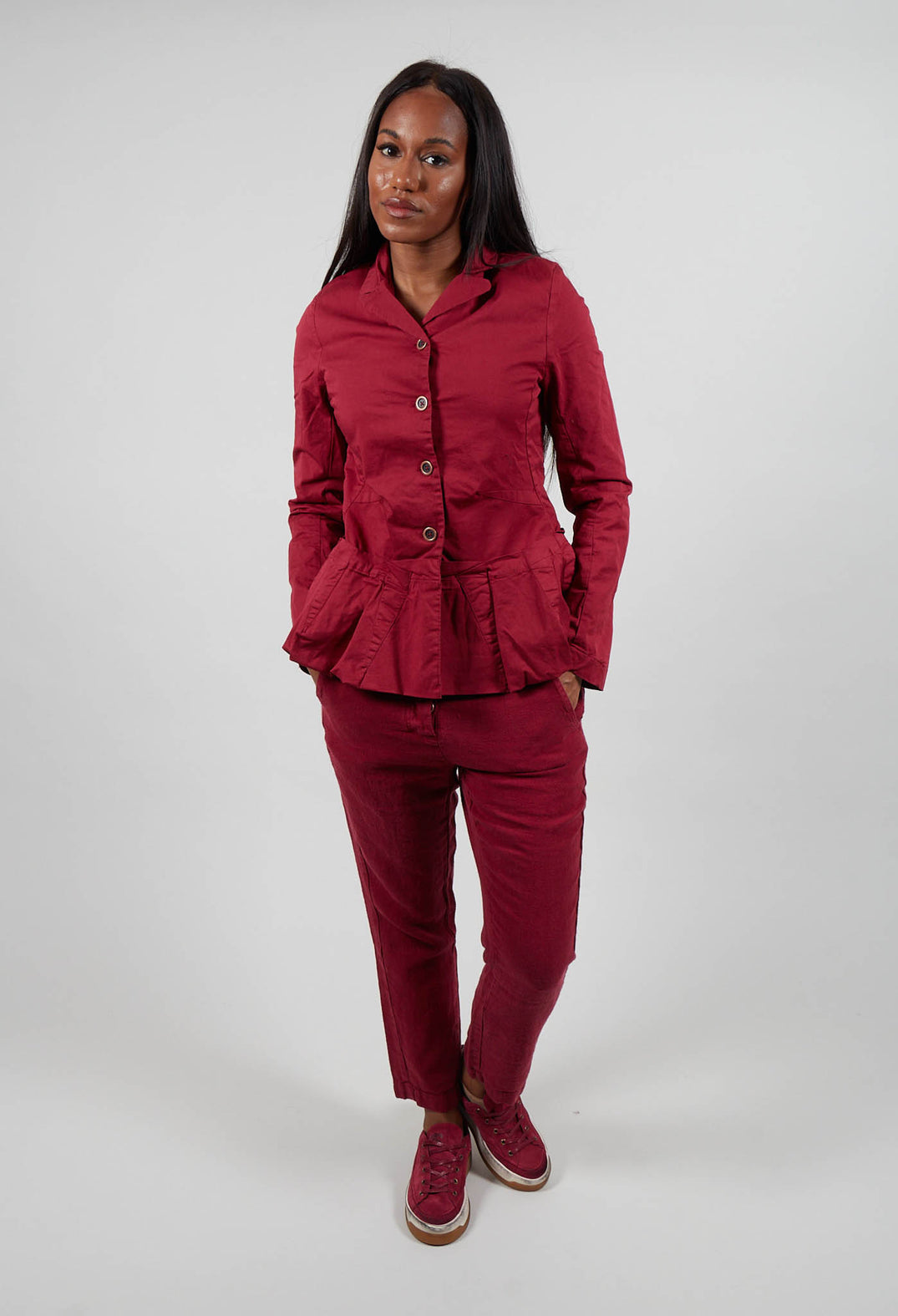 Jacket with Peplum Hem in Lava  - 3501103