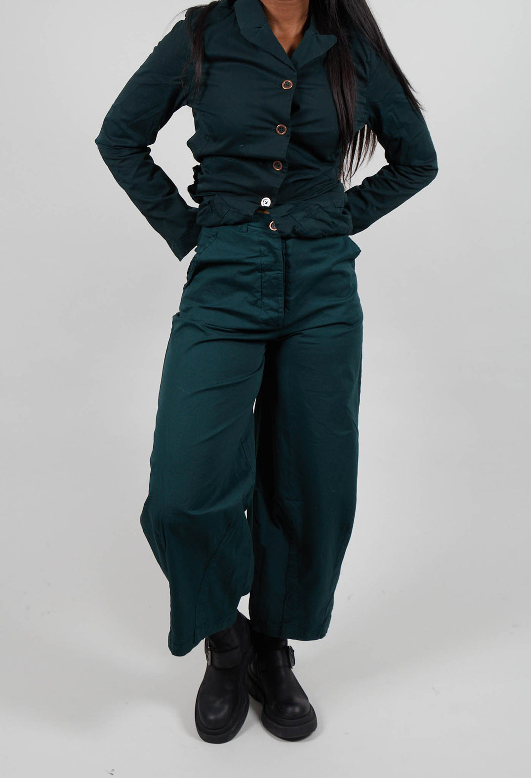 Trousers with Wide Leg in Forest - 3500106
