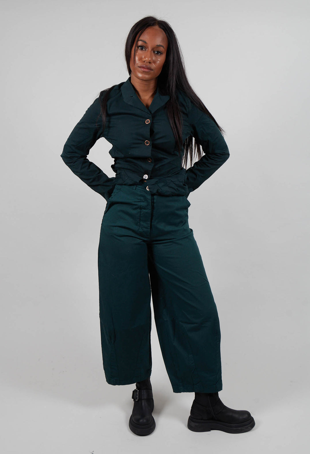 Trousers with Wide Leg in Forest - 3500106