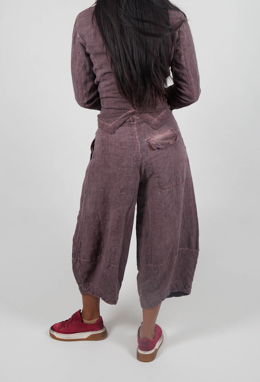 Balloon Leg Linen Trousers in Crystal Cloud - 3530111