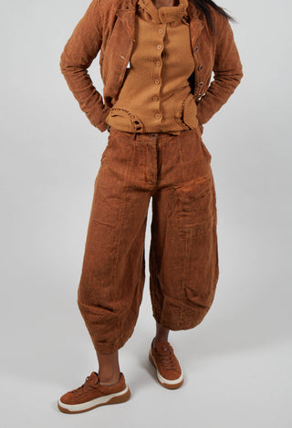 Balloon Leg Linen Trousers in Bronze Cloud  - 3530111