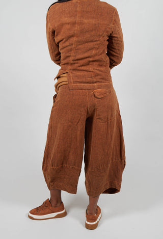 Balloon Leg Linen Trousers in Bronze Cloud  - 3530111