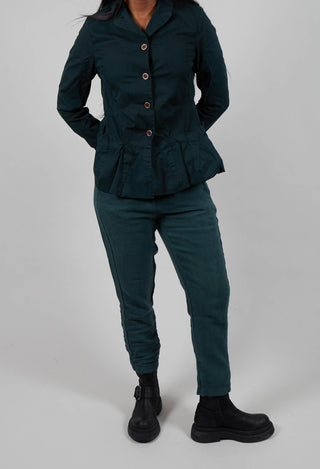Straight Leg Linen Trousers in Forest  - 3530104
