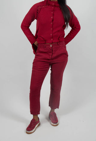 Straight Leg Linen Trousers in Lava - 3530104