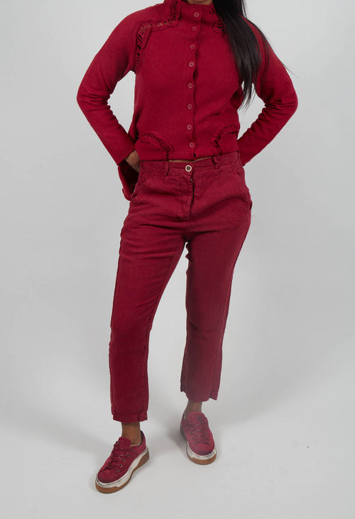 Straight Leg Linen Trousers in Lava - 3530104