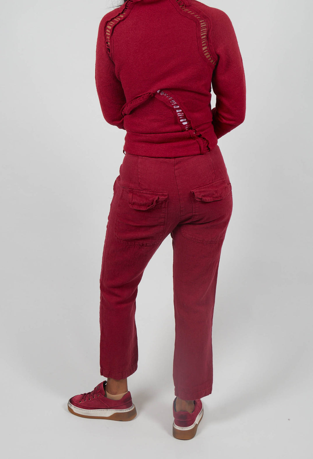 Straight Leg Linen Trousers in Lava - 3530104
