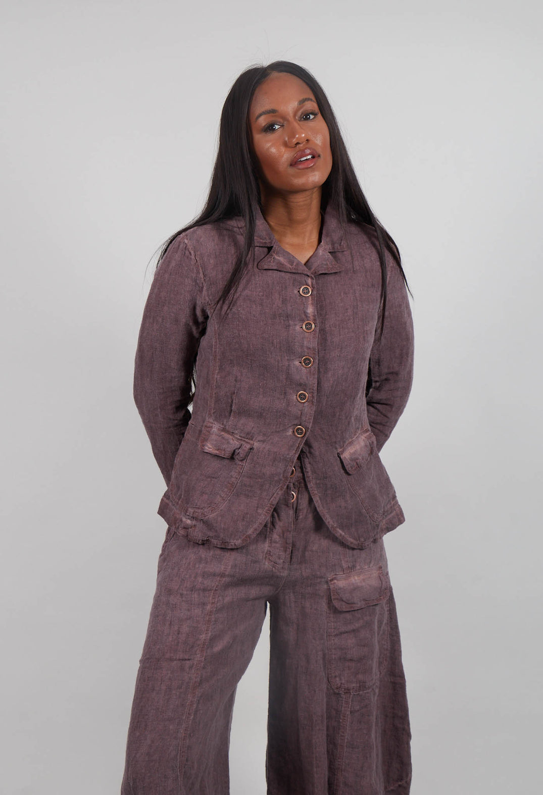 Linen Jacket in Crystal Cloud  - 3531117