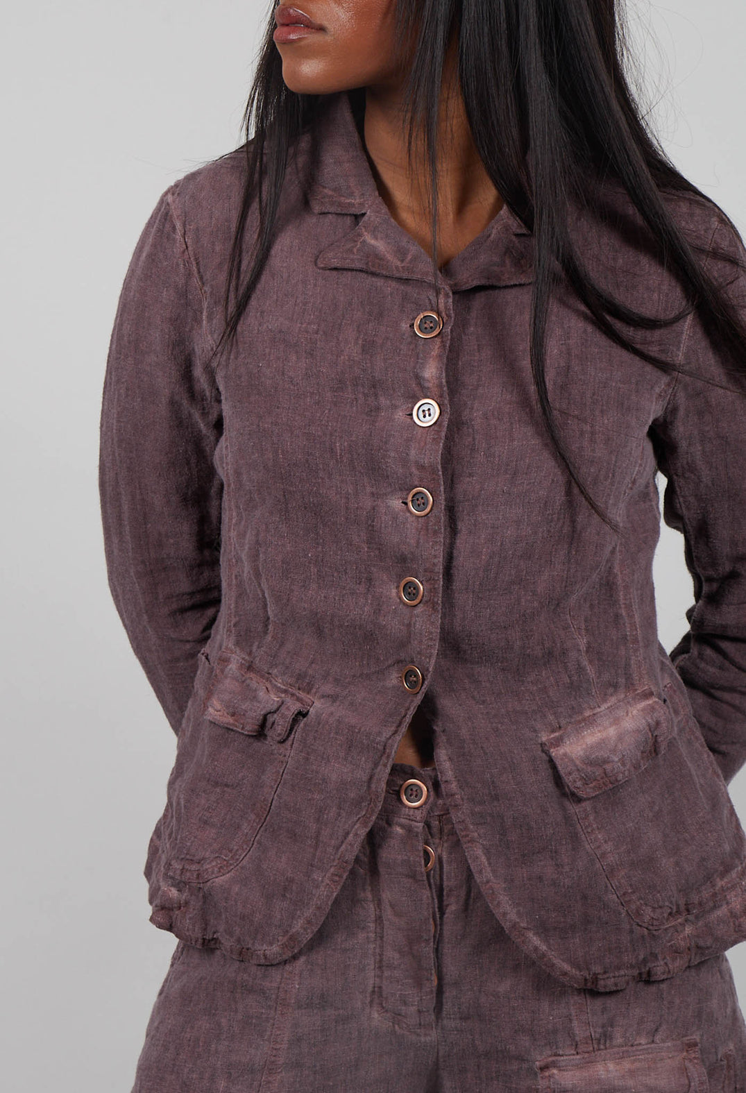 Linen Jacket in Crystal Cloud  - 3531117