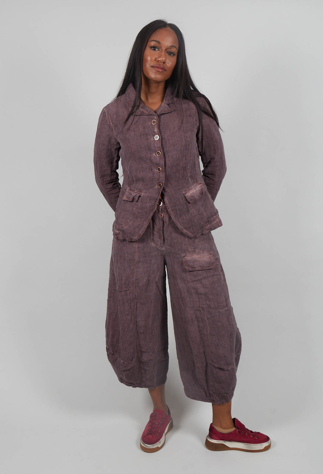 Linen Jacket in Crystal Cloud  - 3531117