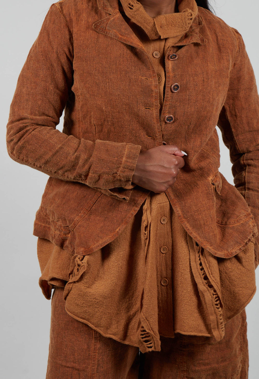 Linen Jacket in Bronze Cloud  - 3531117