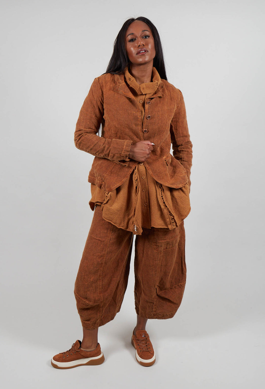 Linen Jacket in Bronze Cloud  - 3531117