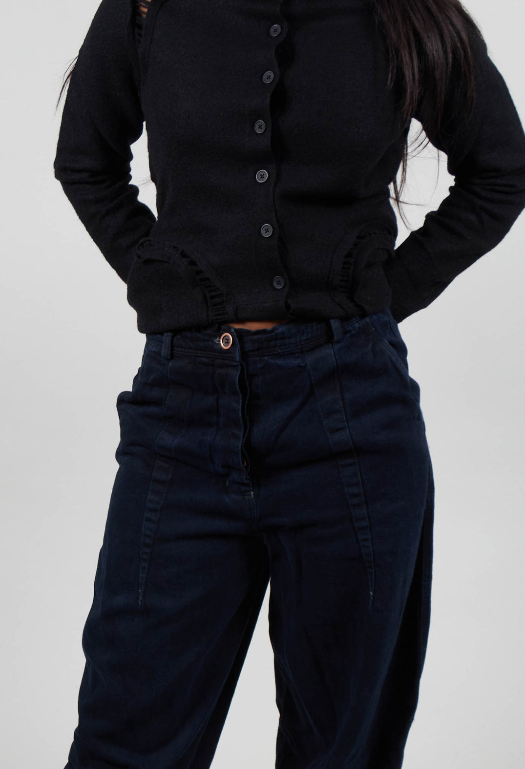 Barrel Leg Jeans in Black Cloud  - 3560101