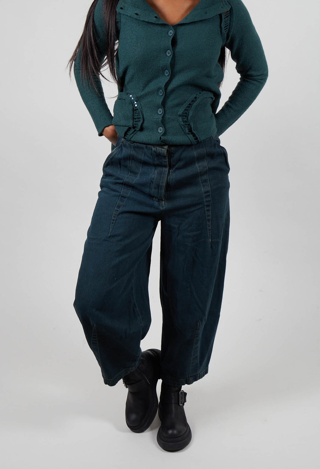 Barrel Leg Jeans in Forest Cloud  - 3560101