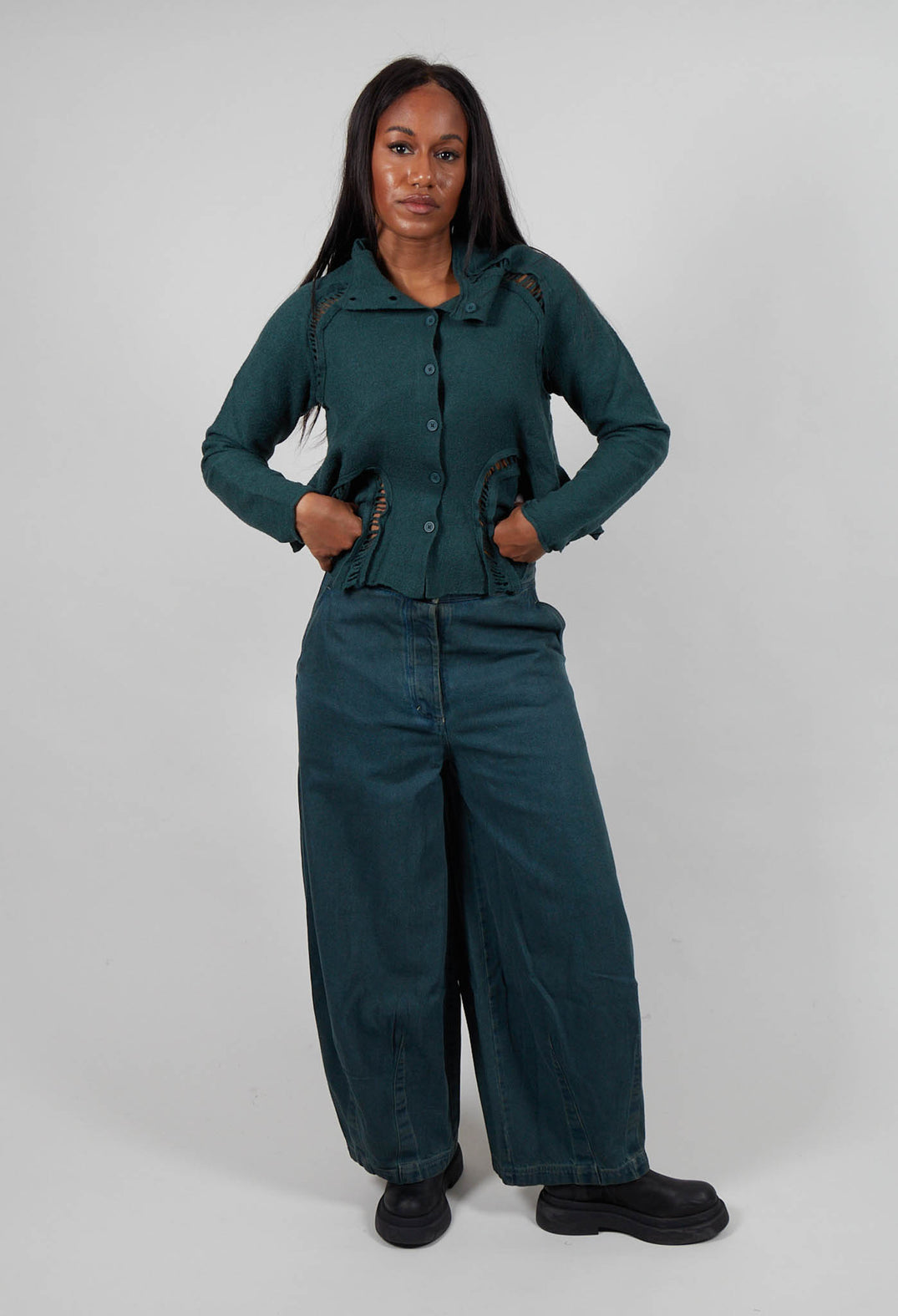 Wide Leg Jeans in Forest Cloud  - 3560102
