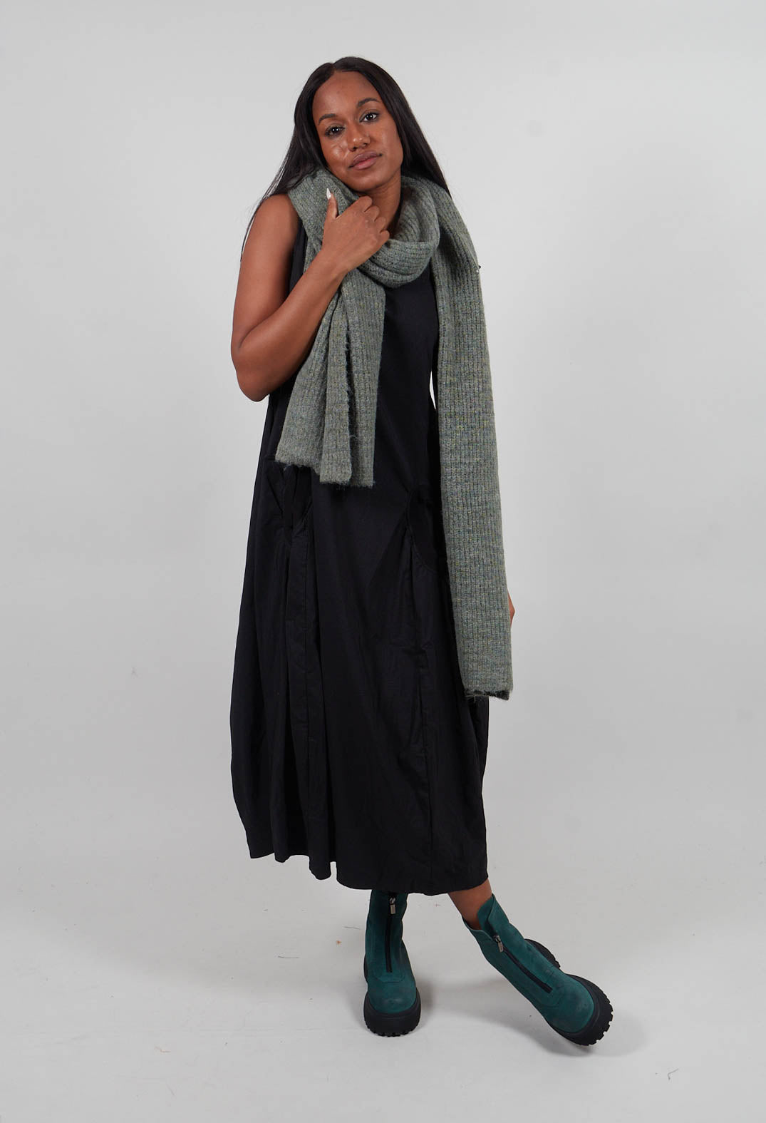 Ribbed Knit Scarf in Park Melange  - 3587707