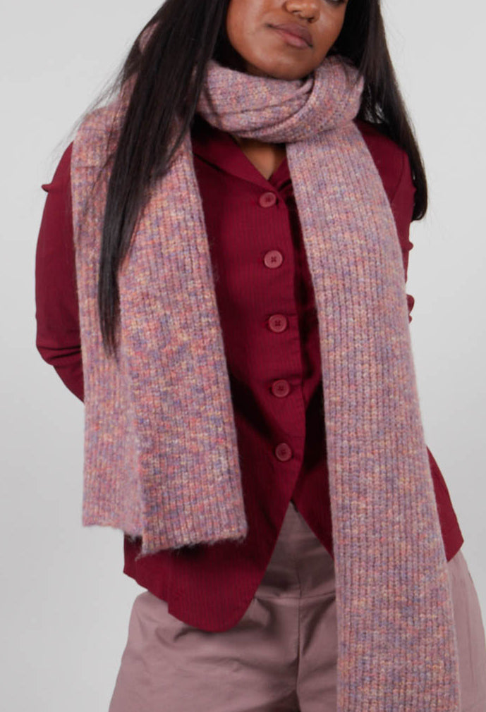 Ribbed Knit Scarf in Crystal Melange  - 3587707