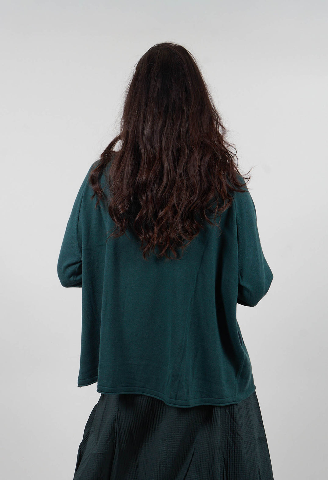 Cowl Neck Jumper in Forest Jacquard  - 3590701