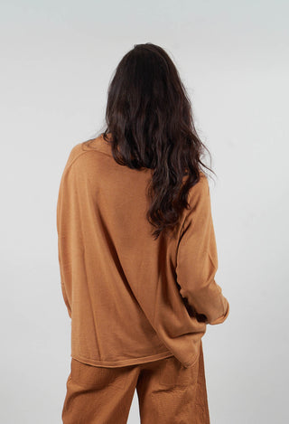 Cowl Neck Jumper in Bronze Jacquard  - 3590701