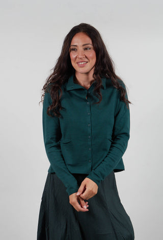 Fine Knit Cardigan in Forest Jacquard - 3597103