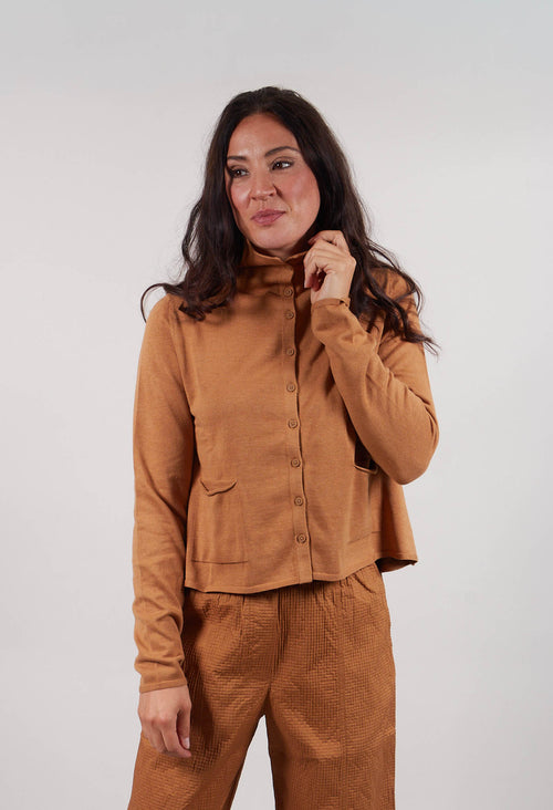 Fine Knit Cardigan in Bronze Jacquard  - 3597103