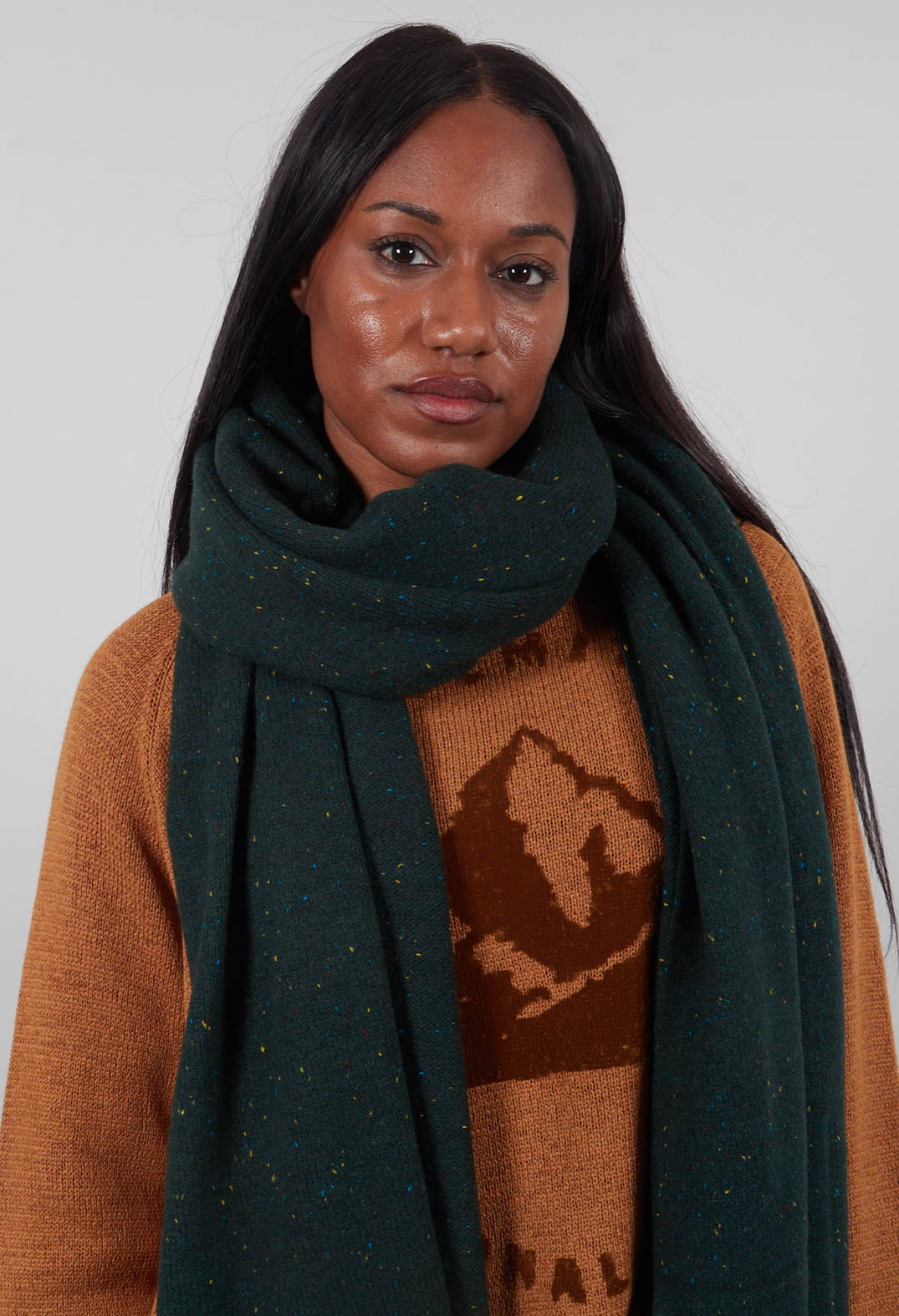 Ribbed Edge Scarf in Forest  - 3627705