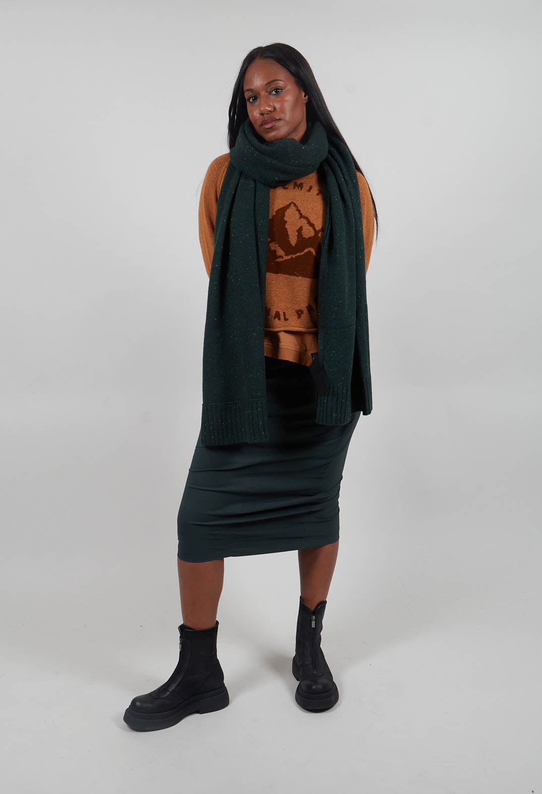 Ribbed Edge Scarf in Forest  - 3627705