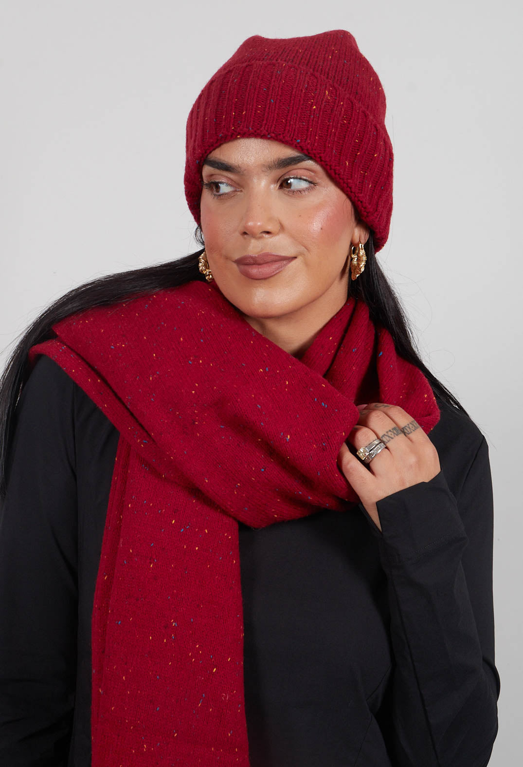 Ribbed Edge Scarf in Lava  - 3627705