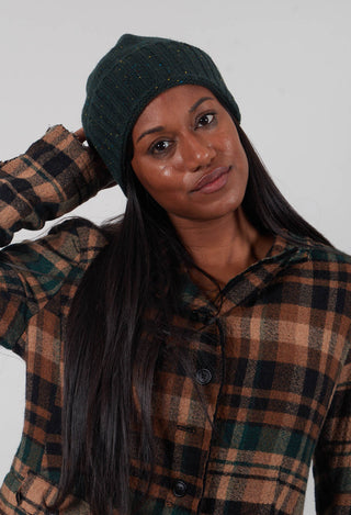 Ribbed Cuff Beanie Hat in Forest  - 3624606