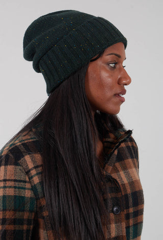 Ribbed Cuff Beanie Hat in Forest  - 3624606