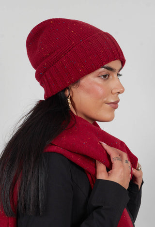 Ribbed Cuff Beanie Hat in Lava  - 3624606
