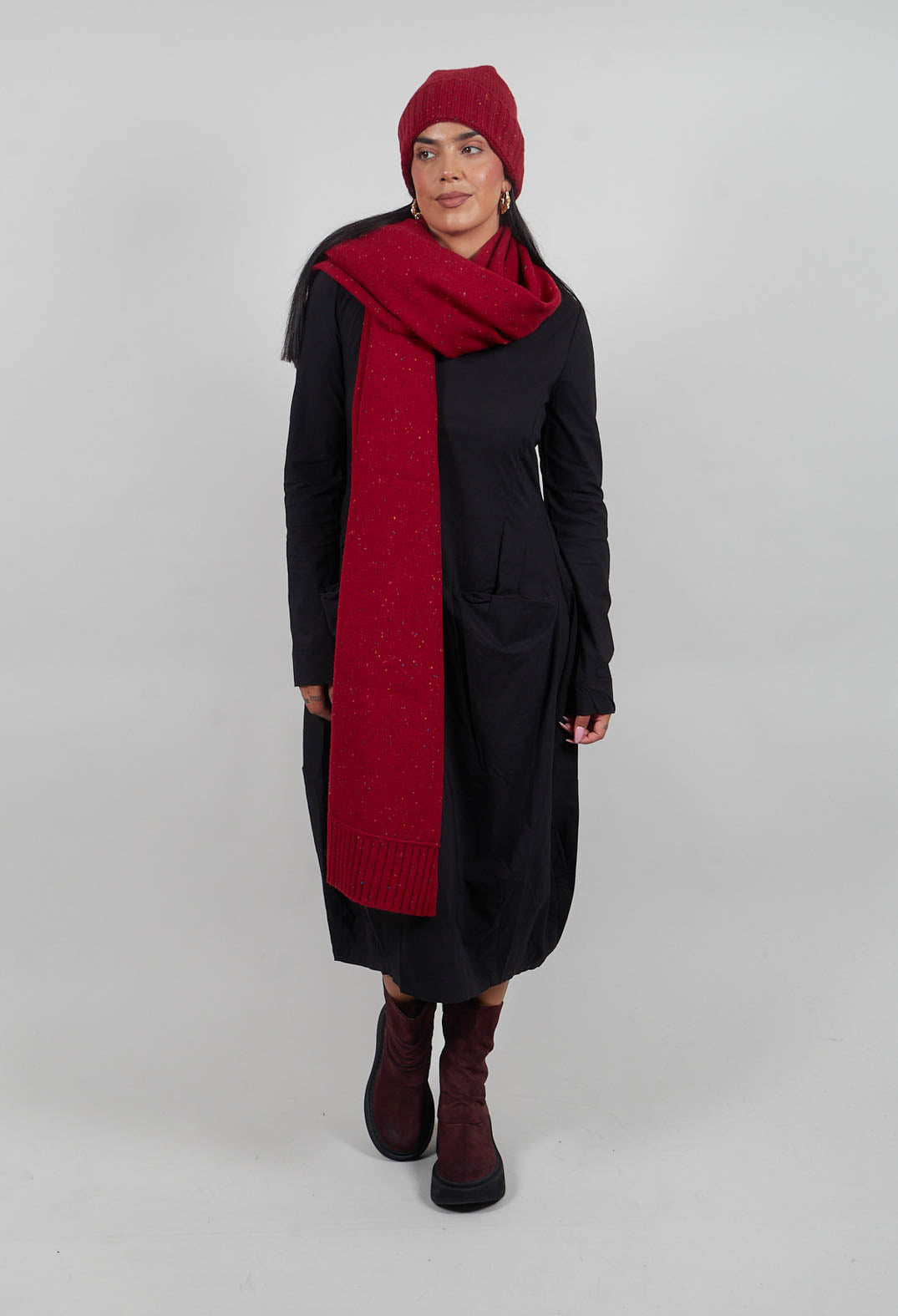Ribbed Cuff Beanie Hat in Lava  - 3624606