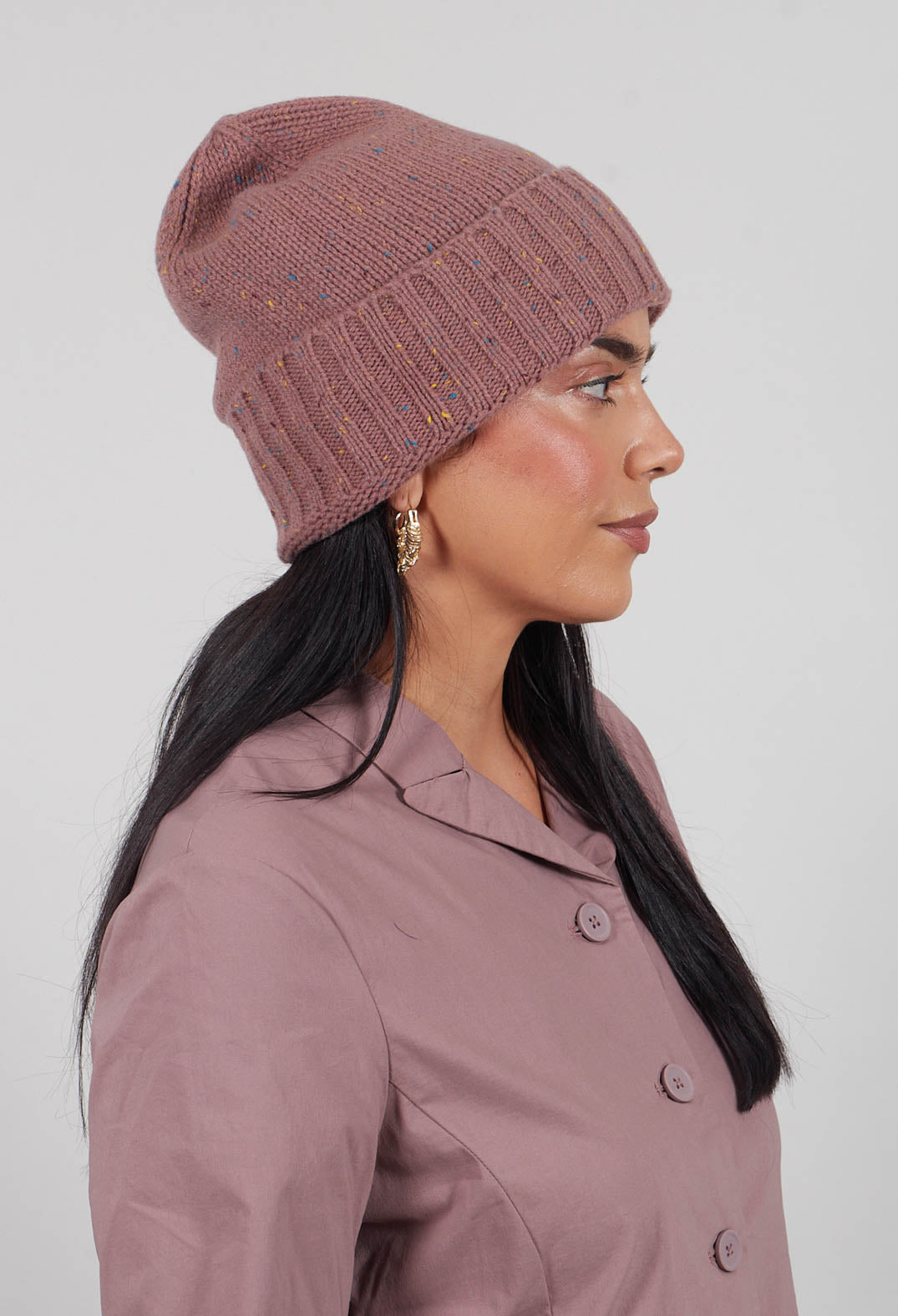 Ribbed Cuff Beanie Hat in Crystal  - 3624606