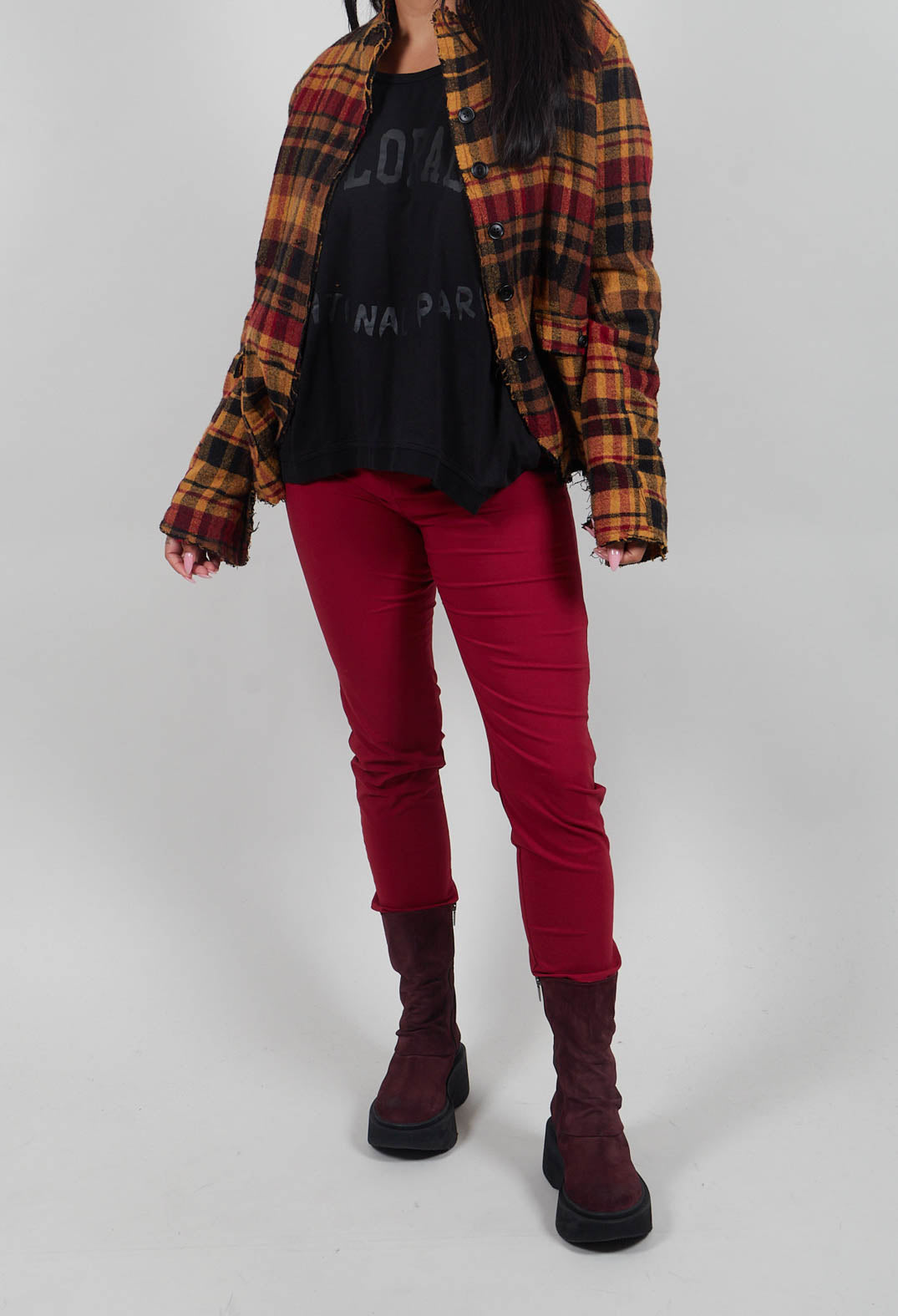 Pull On Slim Leg Trousers in Lava  - 3630101