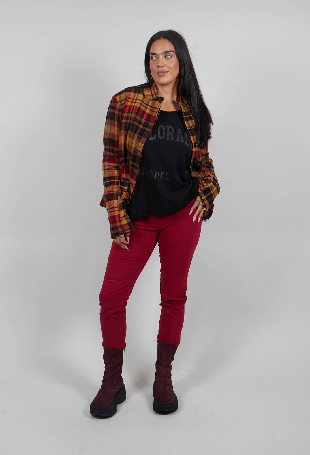 Pull On Slim Leg Trousers in Lava  - 3630101