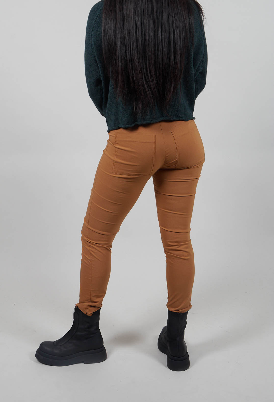 Pull On Slim Leg Trousers in Bronze  - 3630101