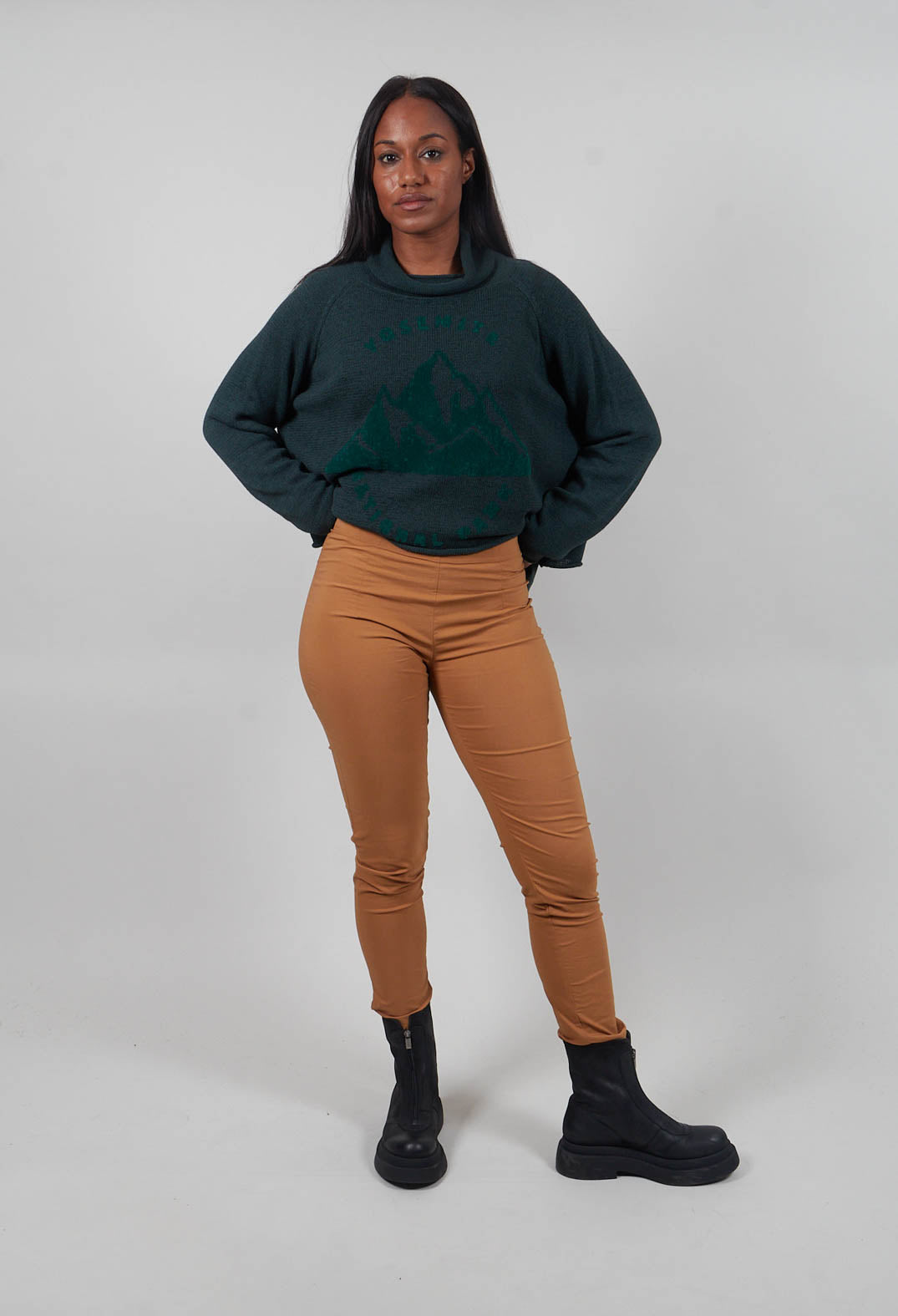 Pull On Slim Leg Trousers in Bronze  - 3630101