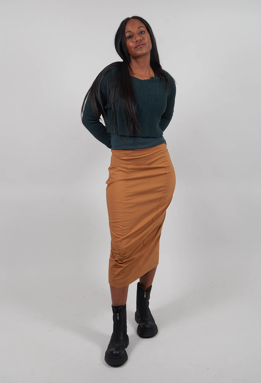 Pull On Pencil Skirt in Bronze  - 3630306