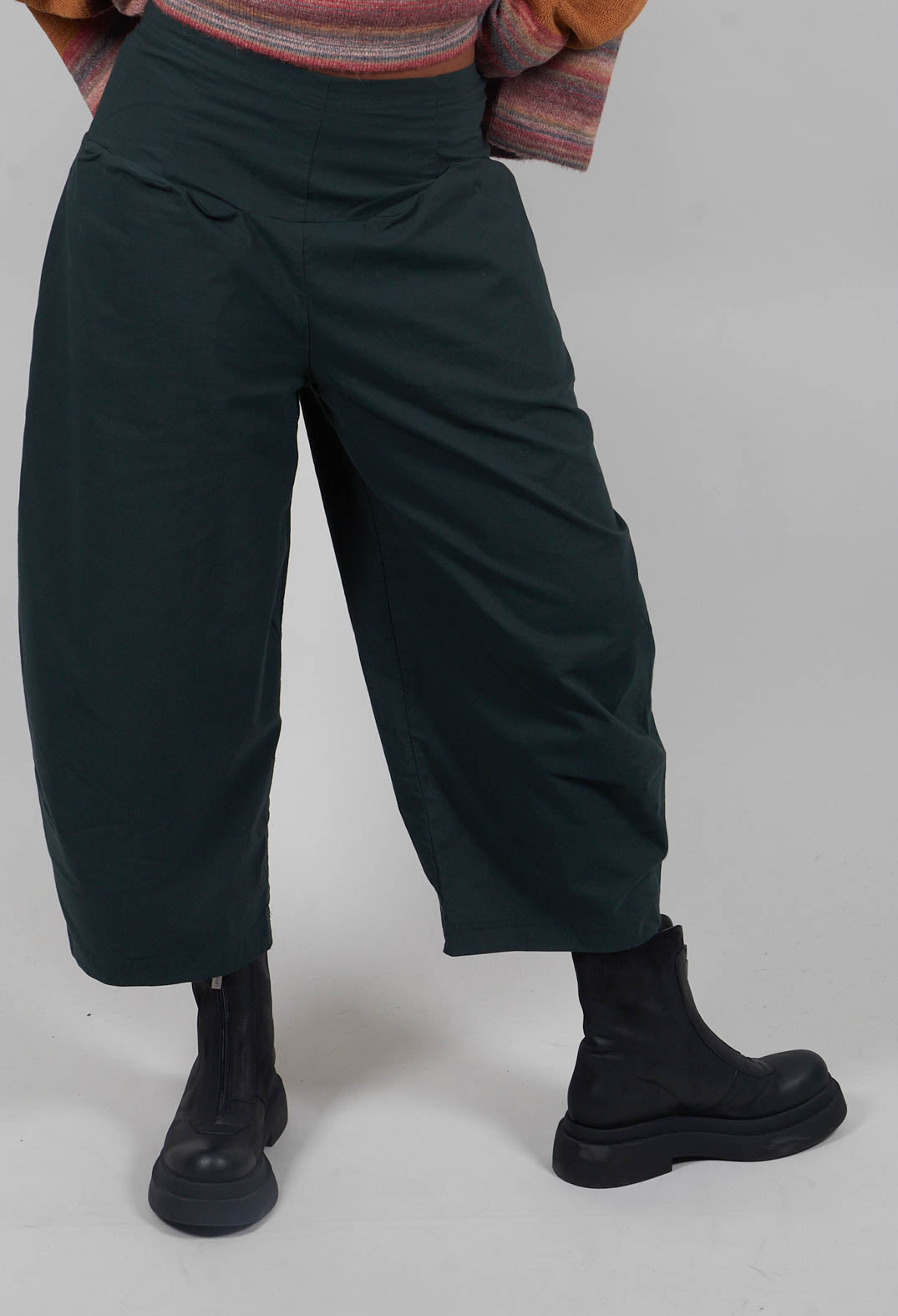 Pull On Balloon Leg Trousers in Forest  - 3630111