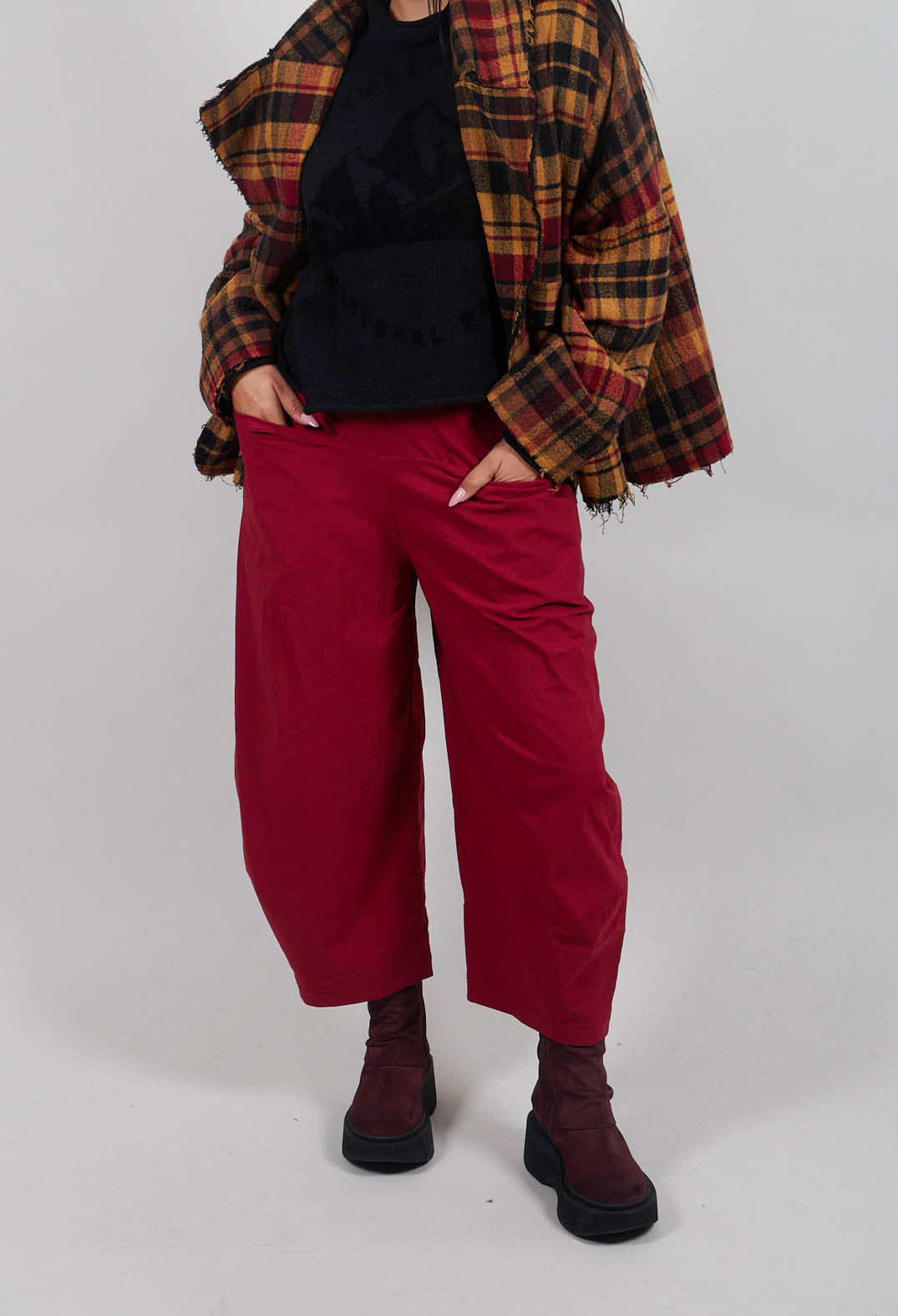 Pull On Balloon Leg Trousers in Lava - 3630111