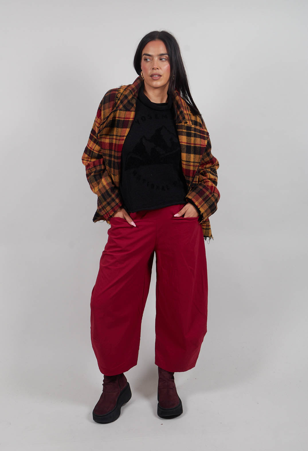 Pull On Balloon Leg Trousers in Lava - 3630111